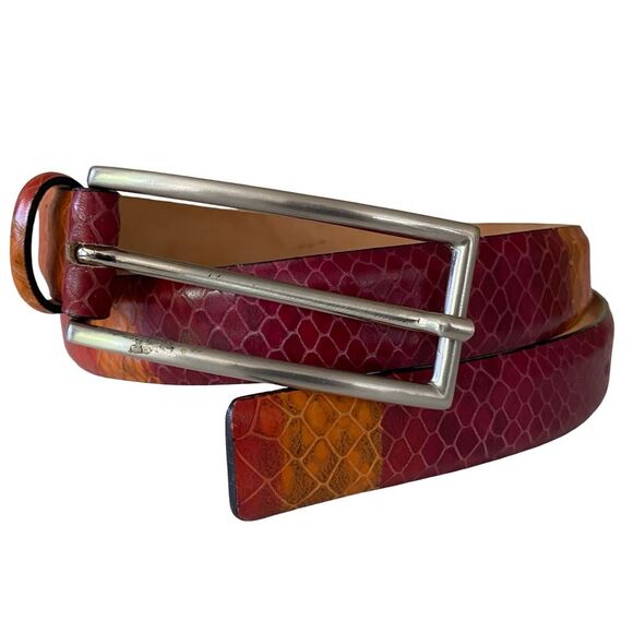 Vintage Accessories - Vintage Berge Genuine Leather Snakeskin Belt Red Orange Size M